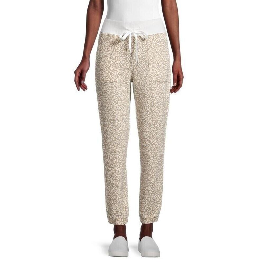 C & C California Soft Knit Elastic Waist Pull On Pants in Snow Leopard XL $78